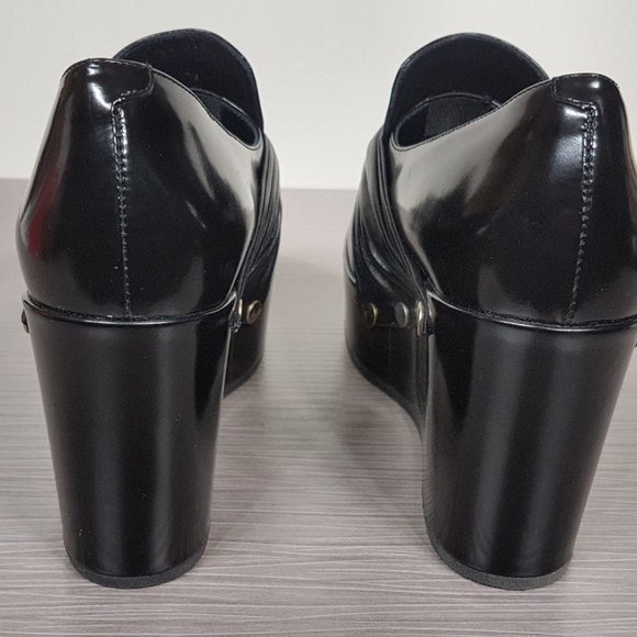 Celine Phoebe Phile Black Leather Bow Wedge Platform Shoe Womens Size 5.5 / 35.5 - Picture 4 of 8